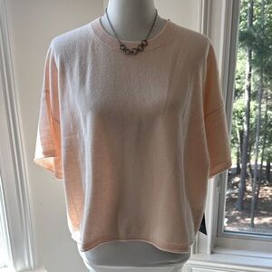 NWT TUCKERNUCK Pink Tan Cashmere Structured T-shirt, Medium
